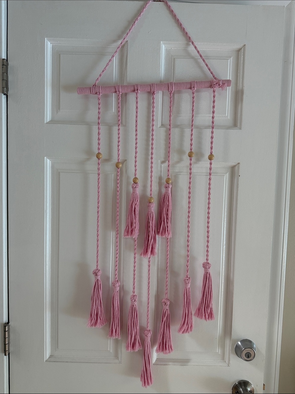 Pink Tassel Macrame Wall Hanging - Brand for photo display